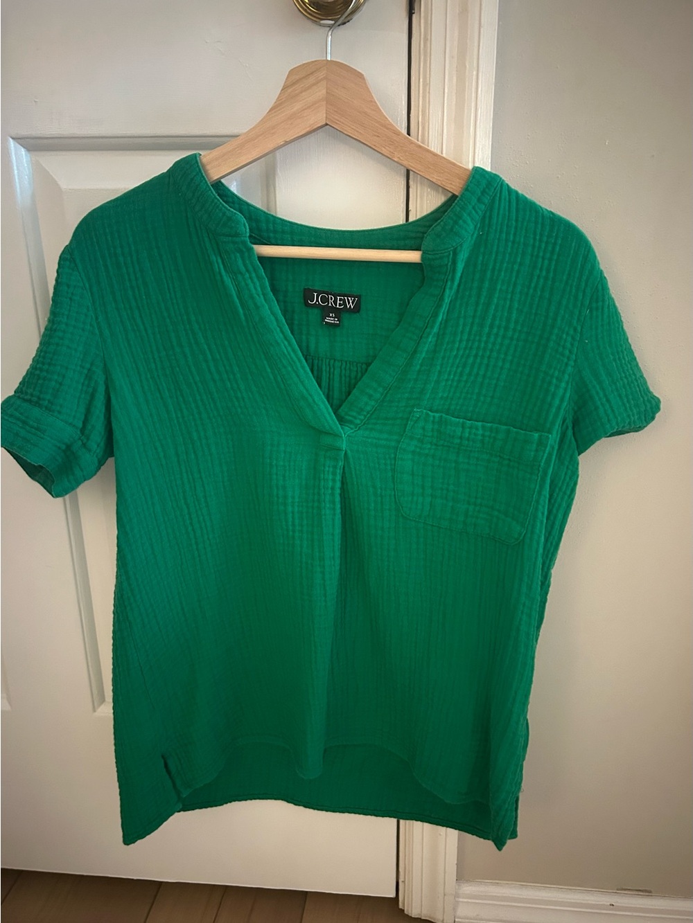 J. Crew Emerald Green Short-Sleeve V-Neck Tunic